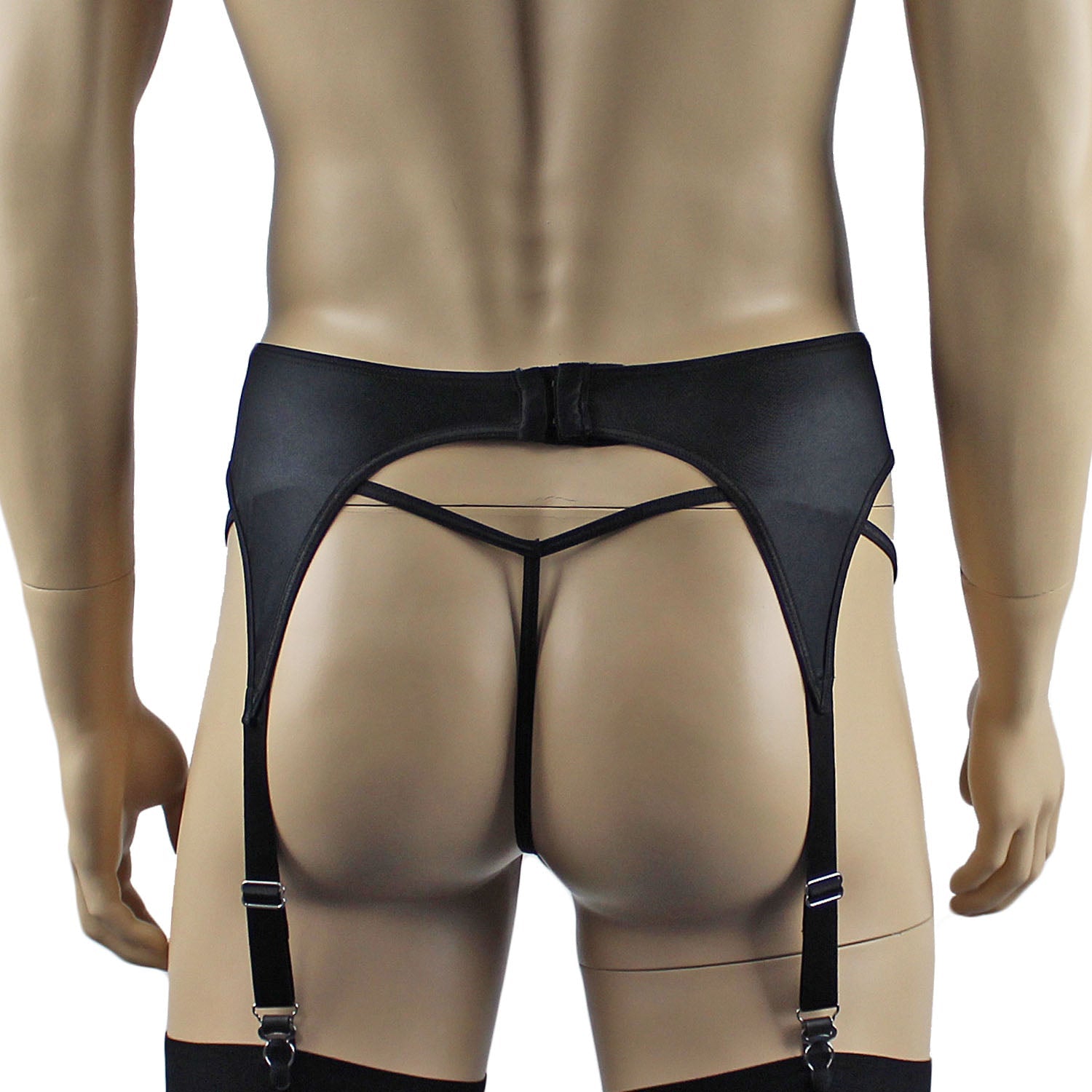 Mens Jenny Shiny Spandex Garterbelt Lingerie Black or White