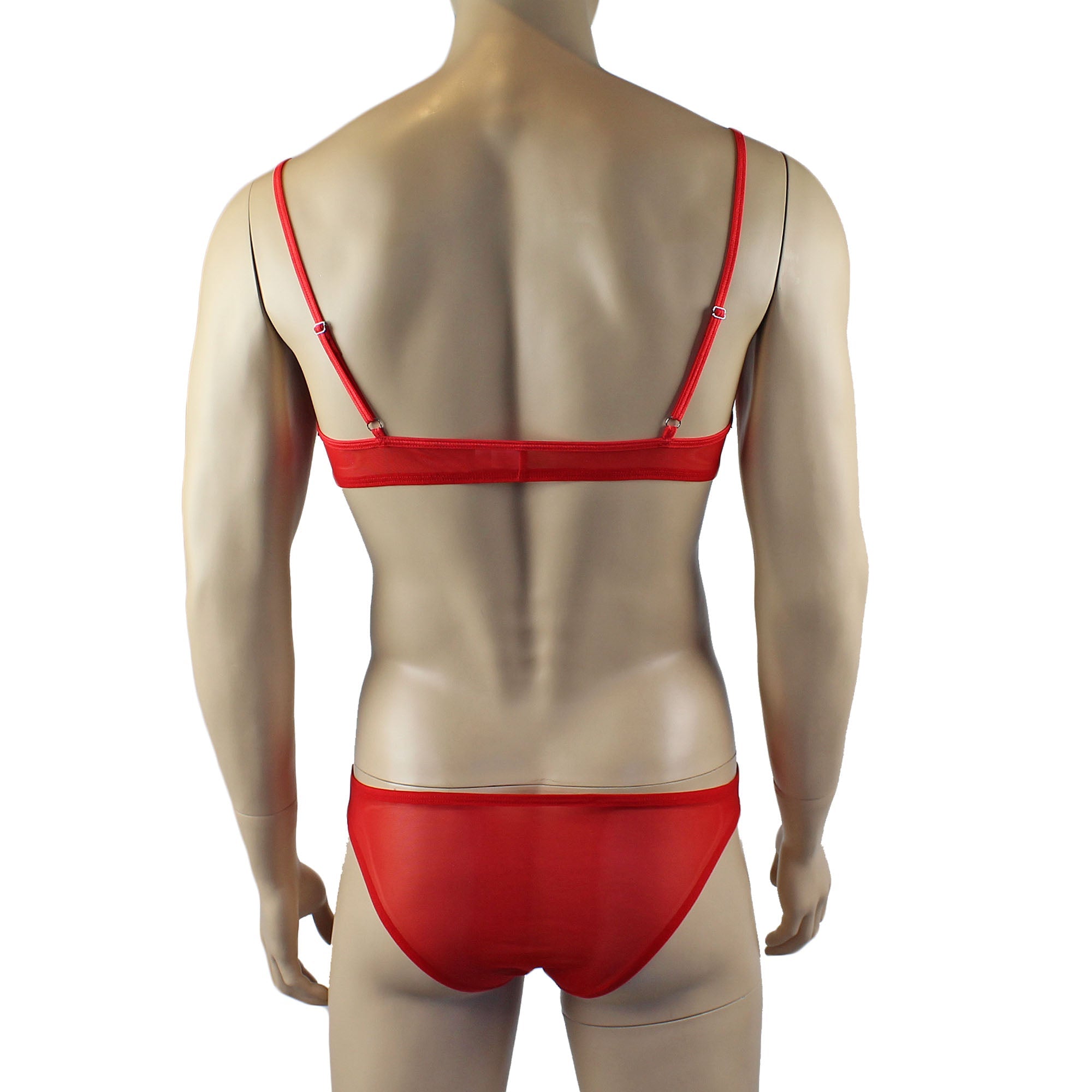 Mens Kristy Lace & Mesh Bra Top BR02L and Bikini Brief Red