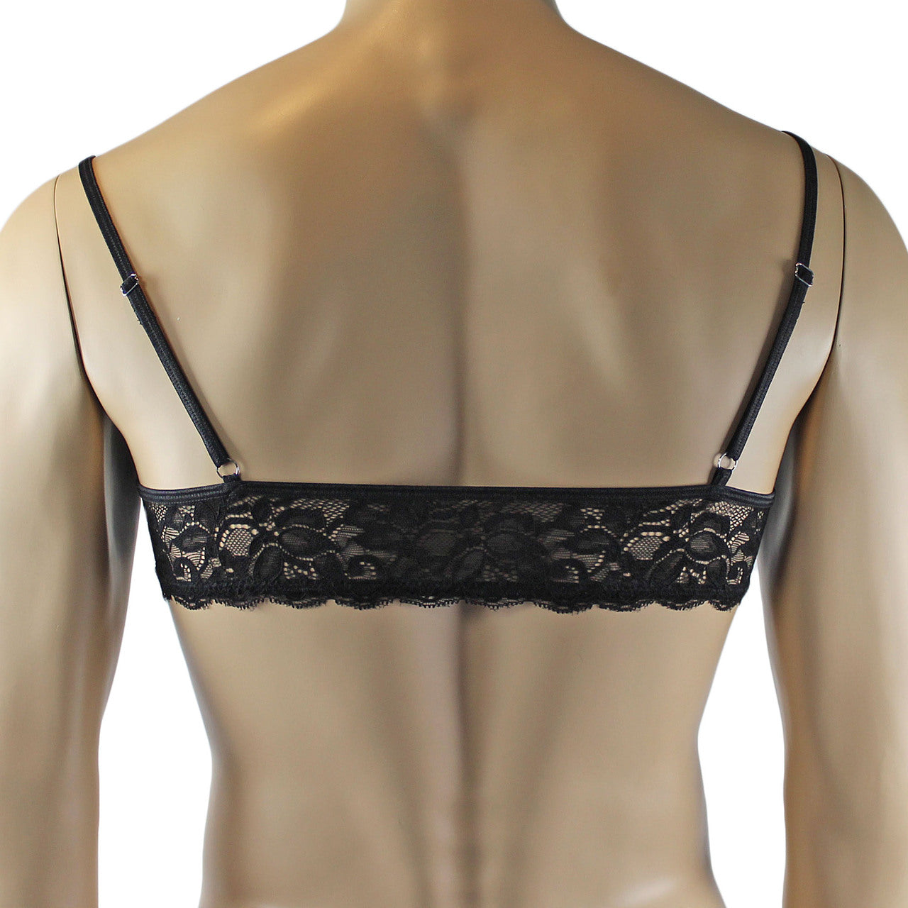 Mens Kristy Lingerie Lace Bra Top BR04G with thin Straps Black