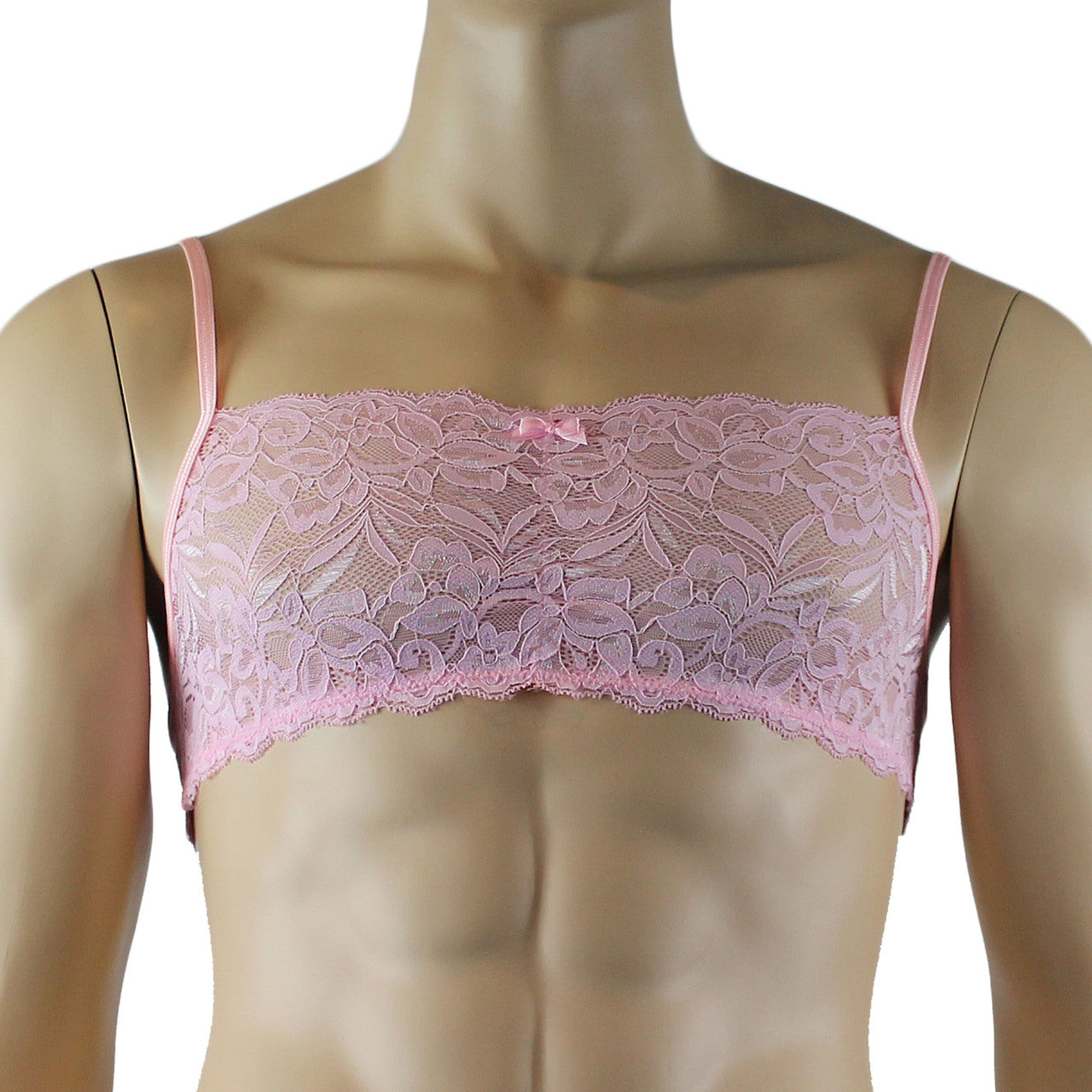 Mens Kristy Lingerie Lace Bra Top BR04G with thin Straps Light Pink