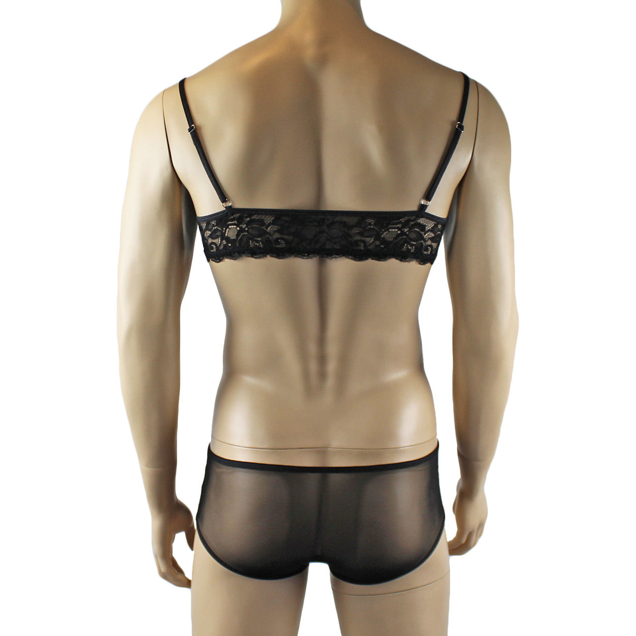 Mens Kristy Lingerie Lace Bra Top BR04G and Boxer Briefs Black