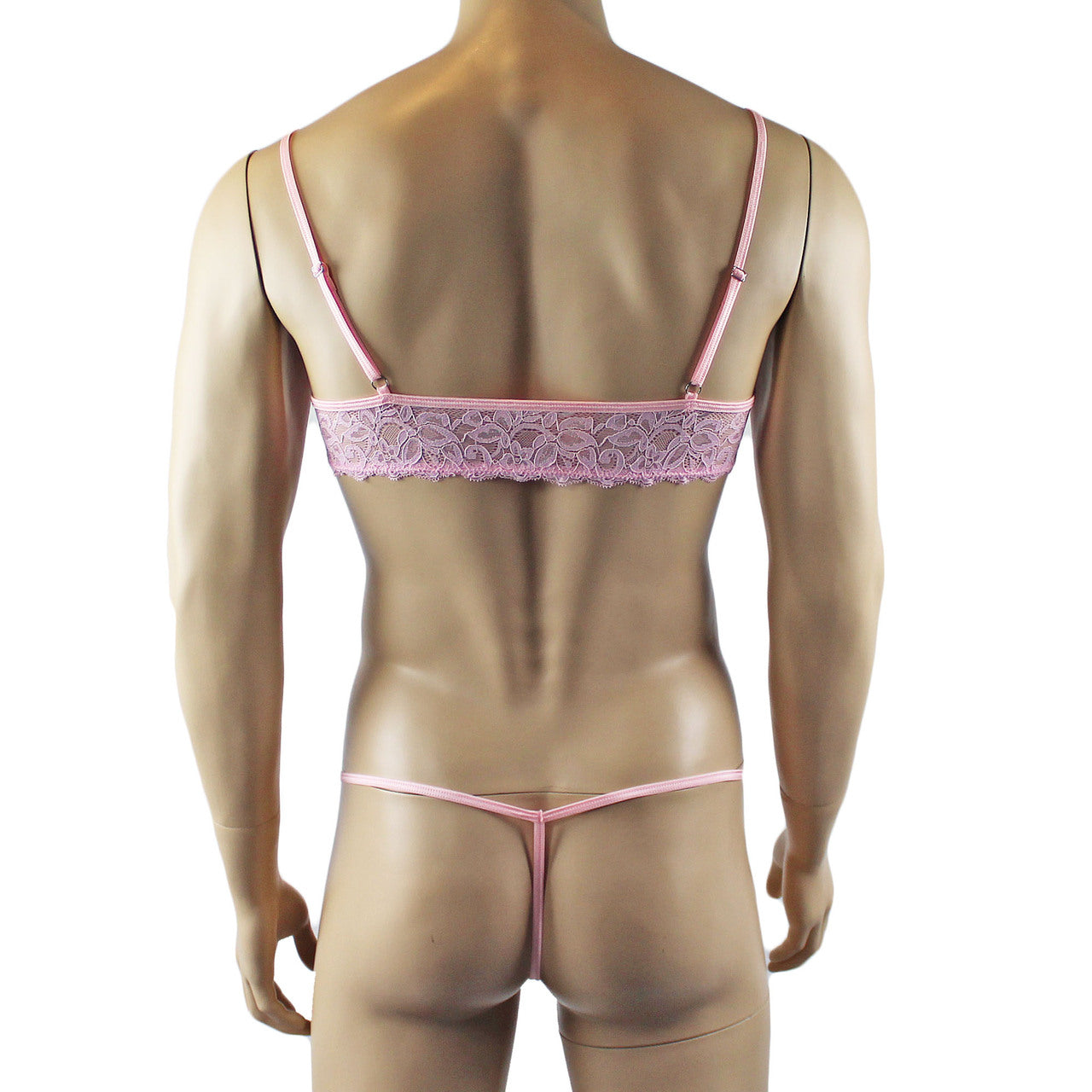 Mens Kristy Lingerie Lace Bra Top BR04G and Pouch G string Light Pink