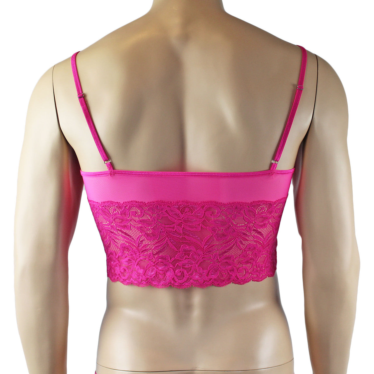 Mens Kristy Sexy Lace Camisole Top and Panty Brief Hot Pink