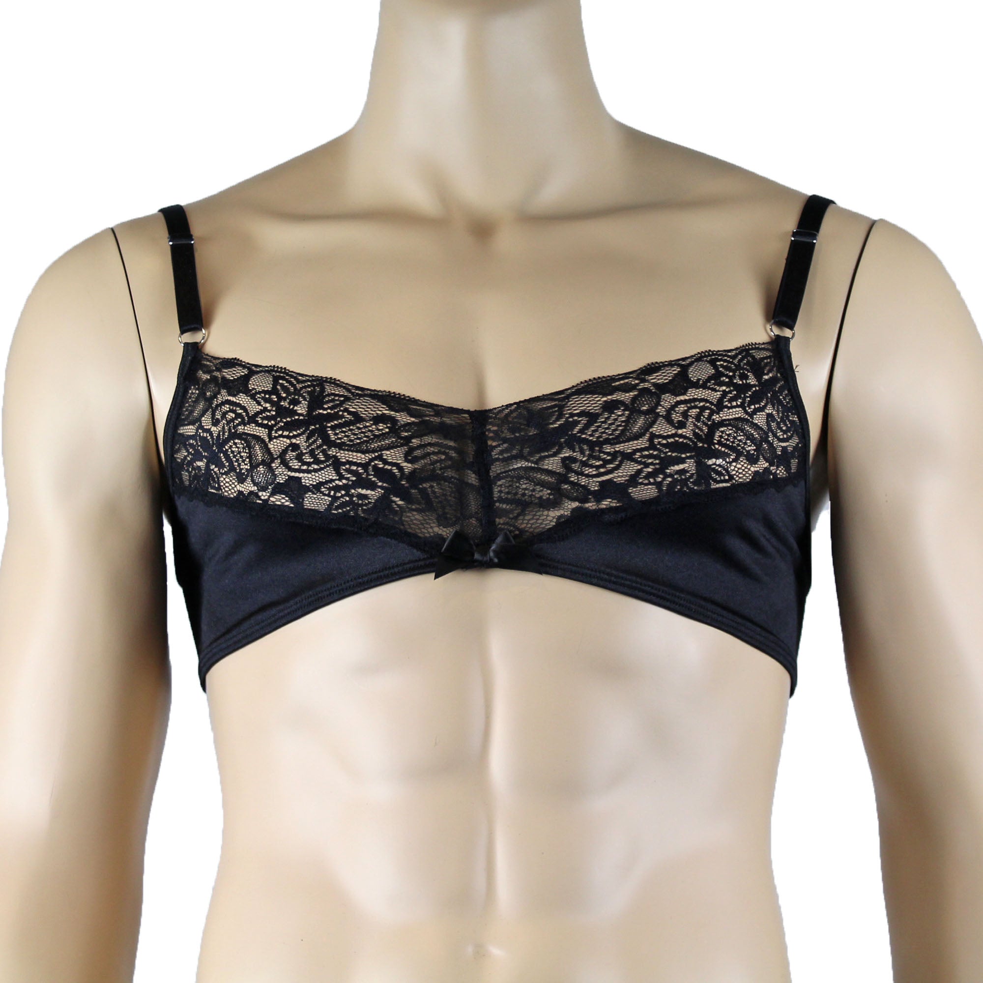 Male Romance Stretch Spandex Bra & Thong for Lingerie Men Black or White