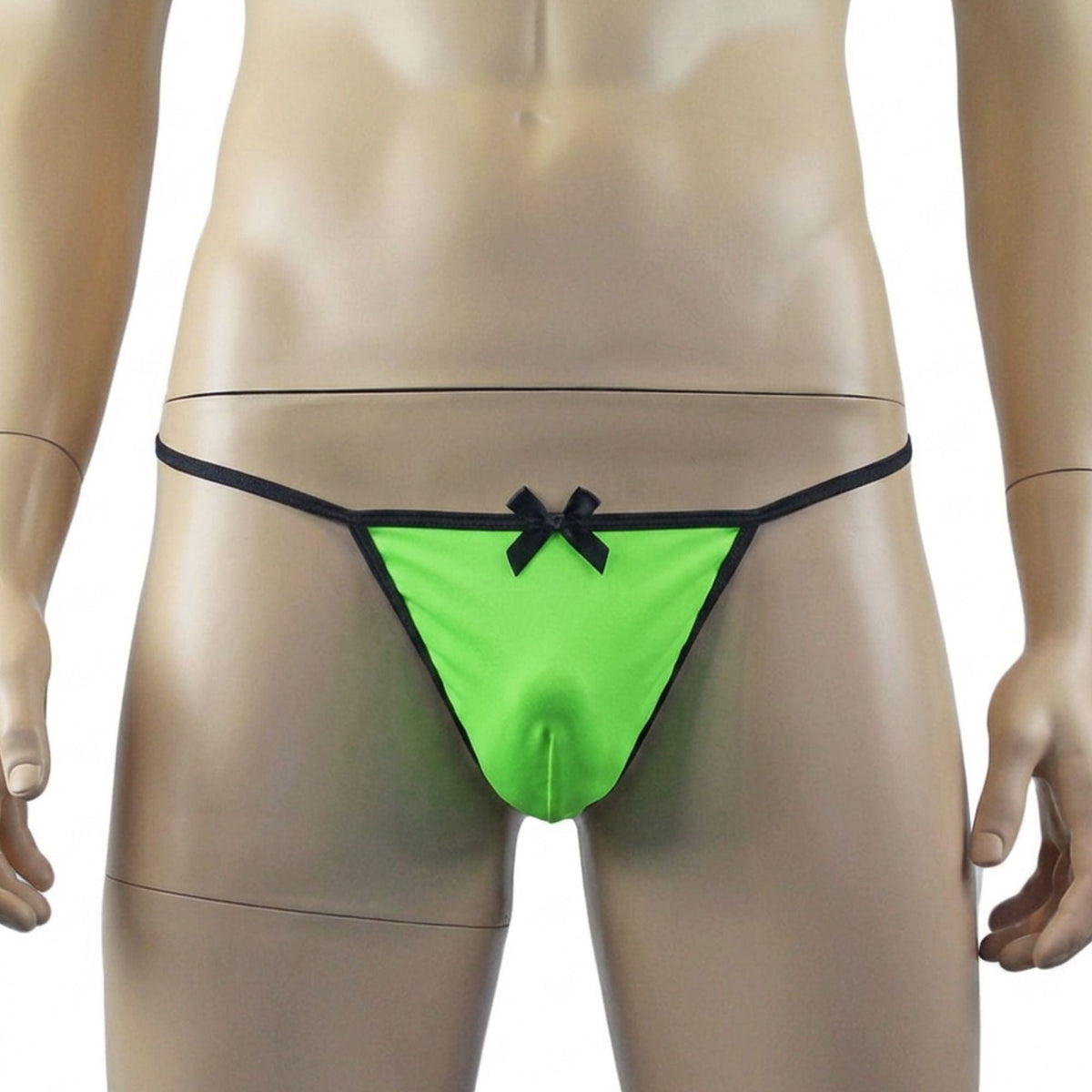 Mens Risque Camisole Mini Dress Chemise, G string & Stockings Neon Green & Black