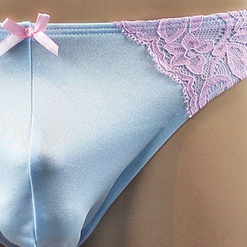 Mens Isabel Panty Stretch Spandex & Lace Thong with Sexy Back (white & pink lace plus other colours)