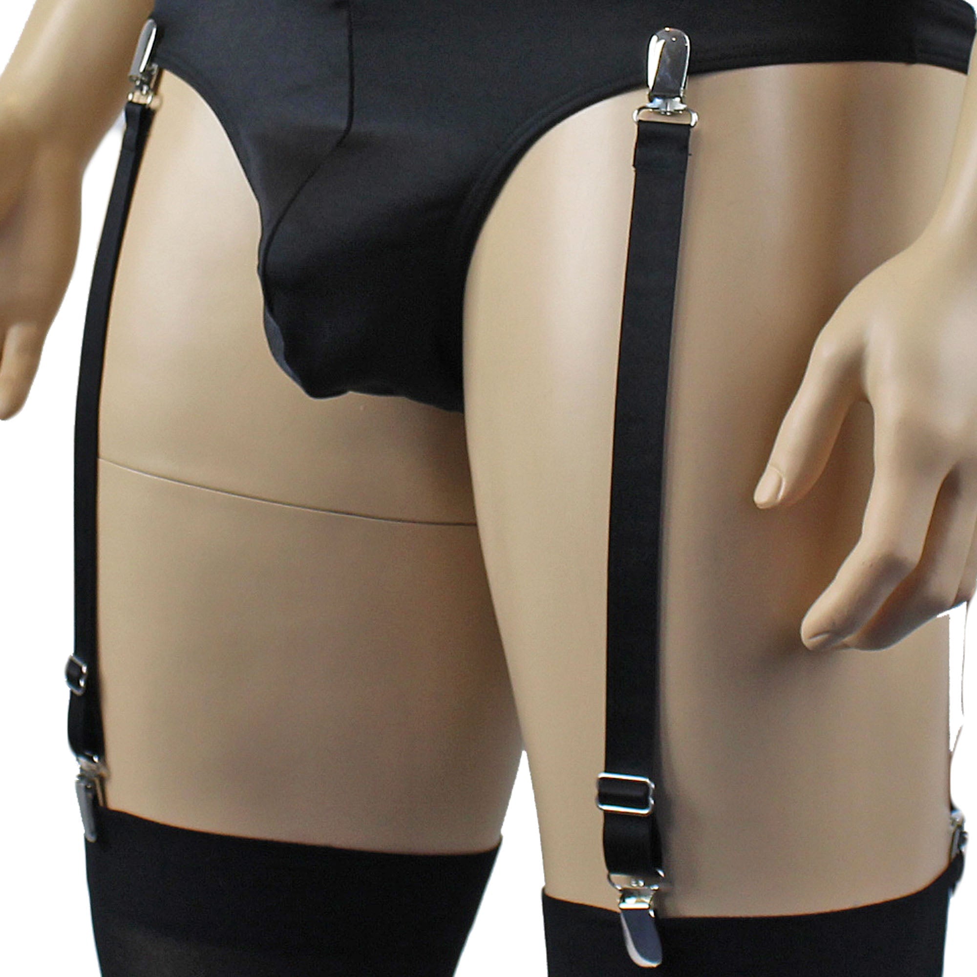 Zoe Detachable 4 Adjustable Garter Set with Metal Clips Black