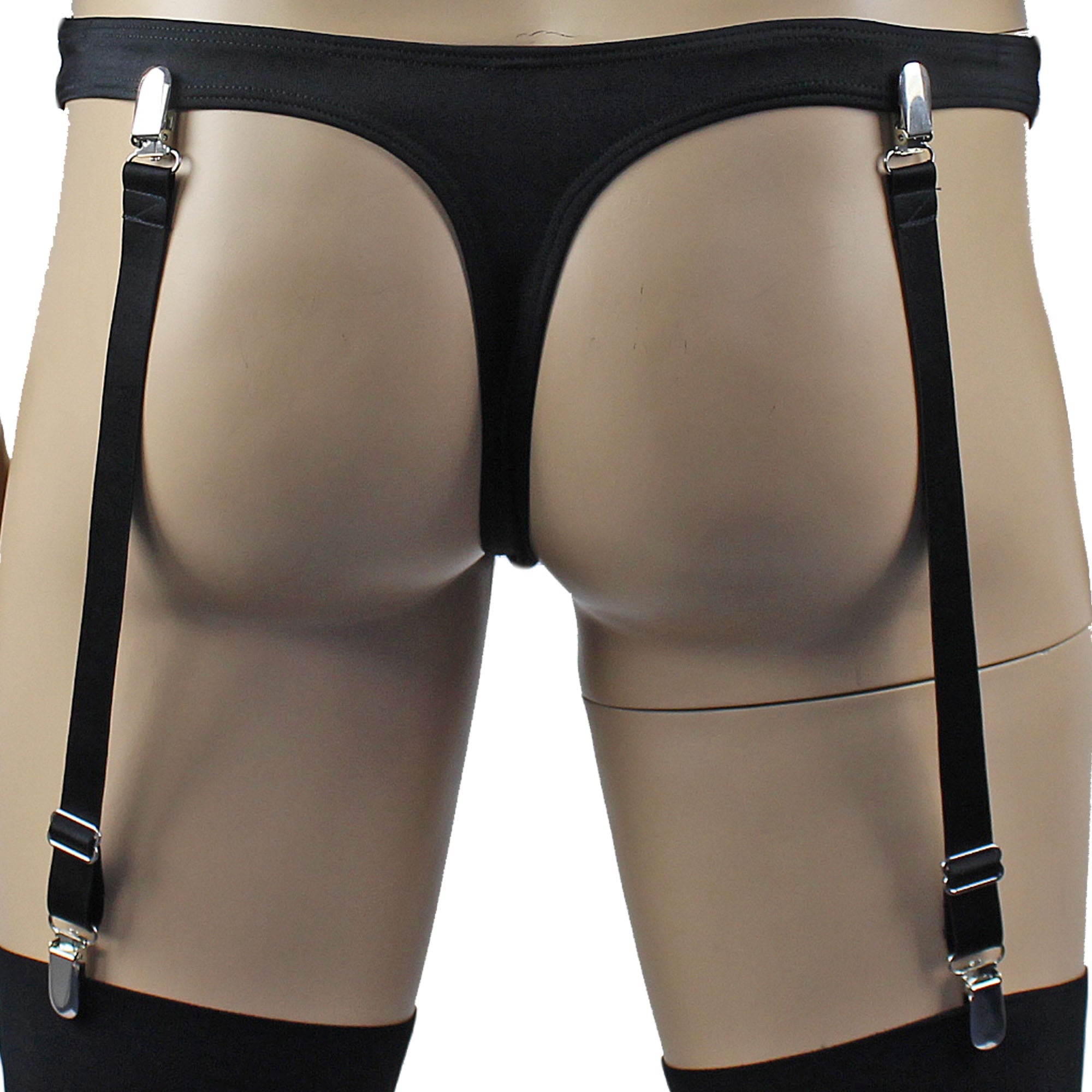 Zoe Detachable 4 Adjustable Garter Set with Metal Clips Black
