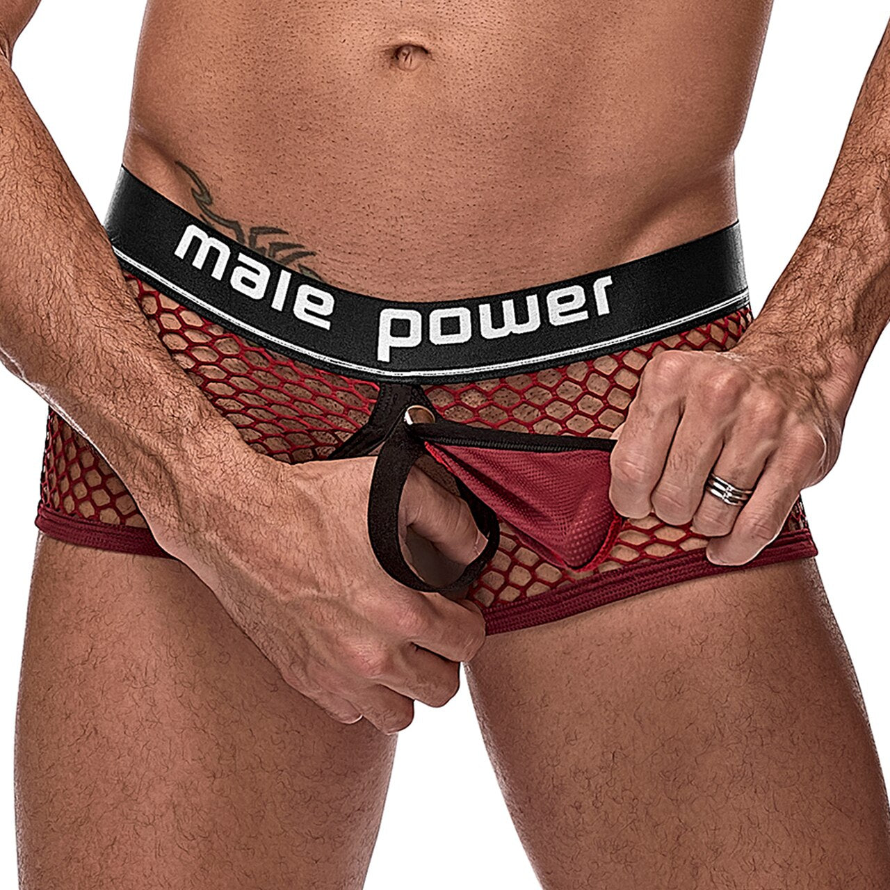 Mens Male Power Ring Boxer Shorts Burgundy
