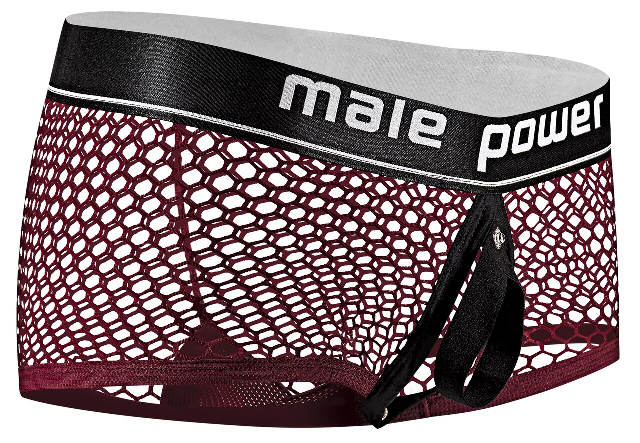 Mens Male Power Ring Boxer Shorts Burgundy