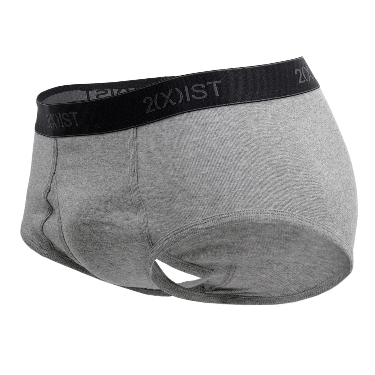 2(X)IST 3102003903 Cotton 3PK Fly-Front Briefs Black Gray Charcoal
