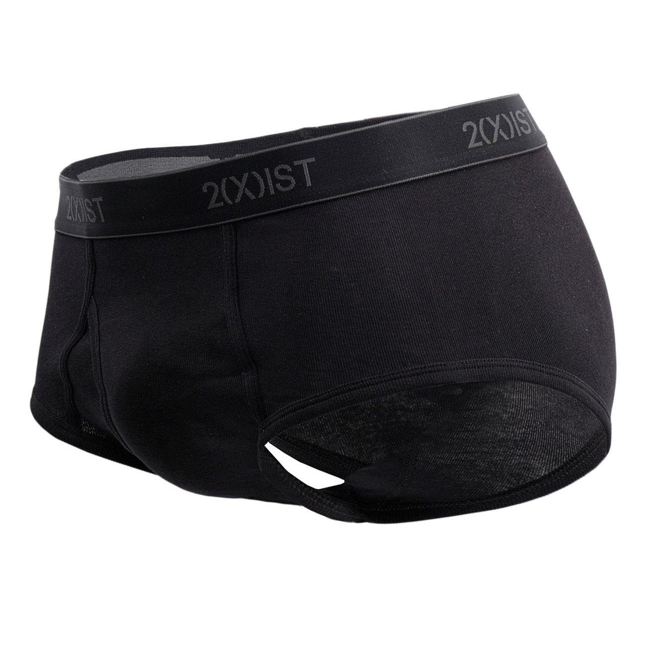 2(X)IST 3102003903 Cotton 3PK Fly-Front Briefs Black Gray Charcoal