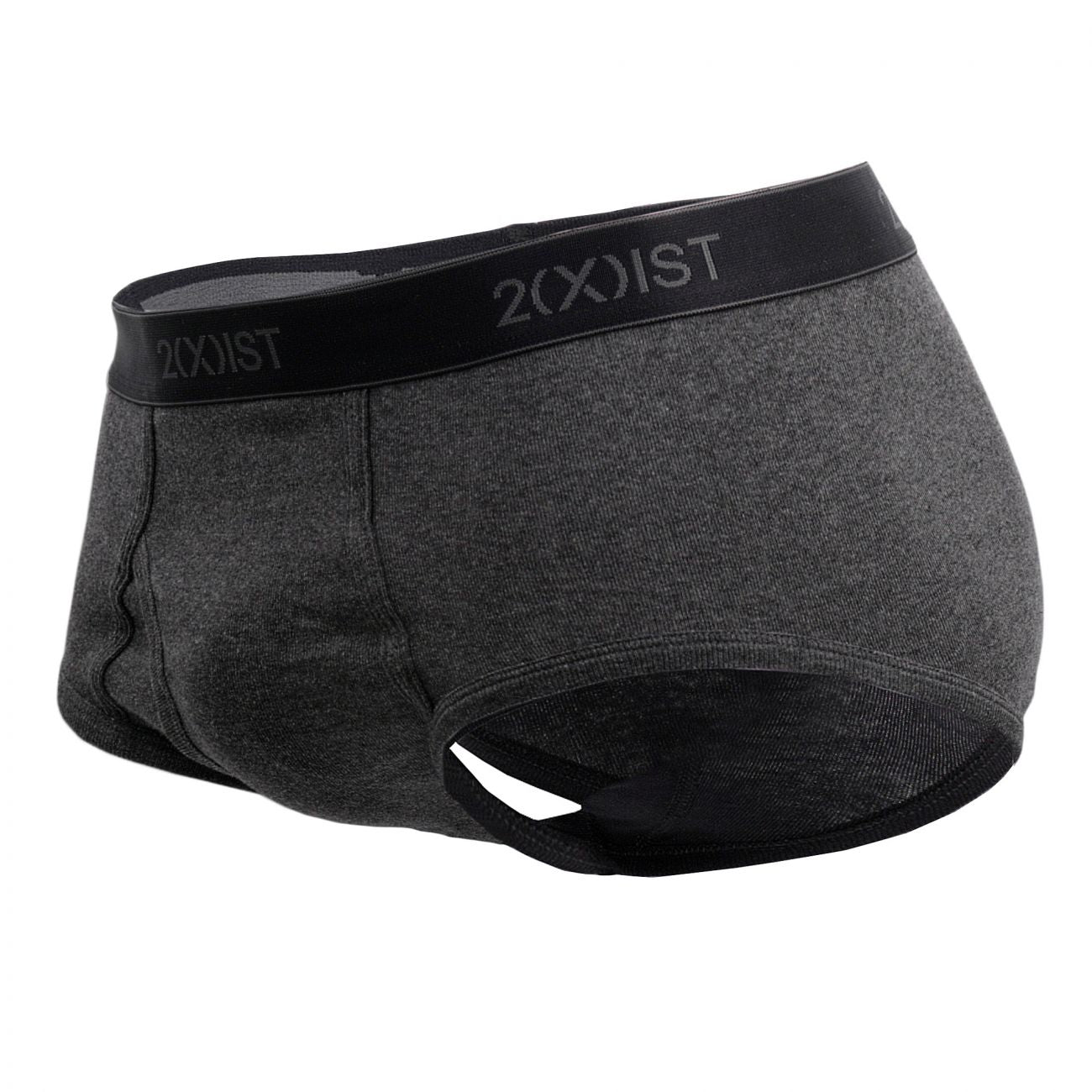 2(X)IST 3102003903 Cotton 3PK Fly-Front Briefs Black Gray Charcoal