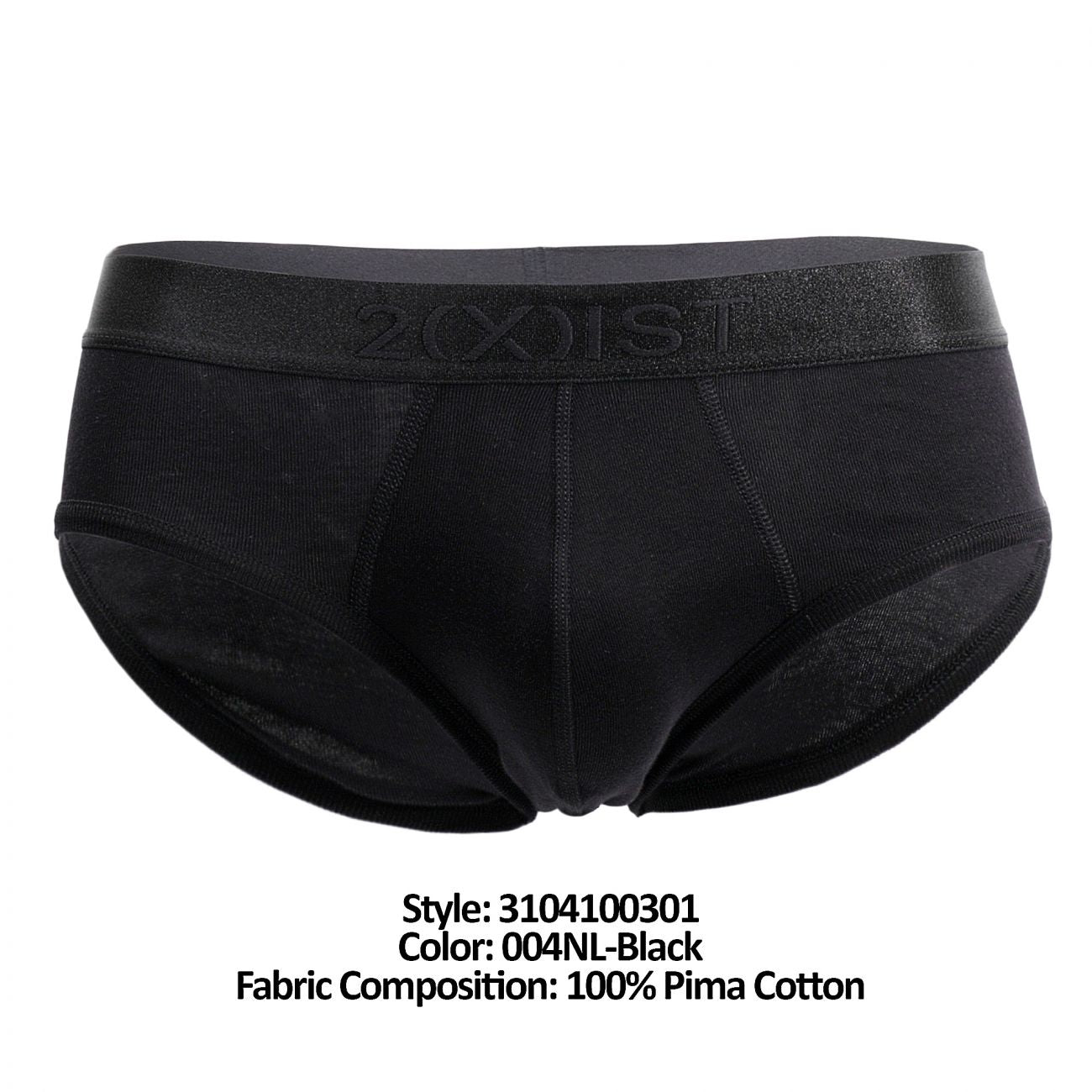 2(X)IST 3104100301 Pima Cotton Contour Pouch Briefs Black