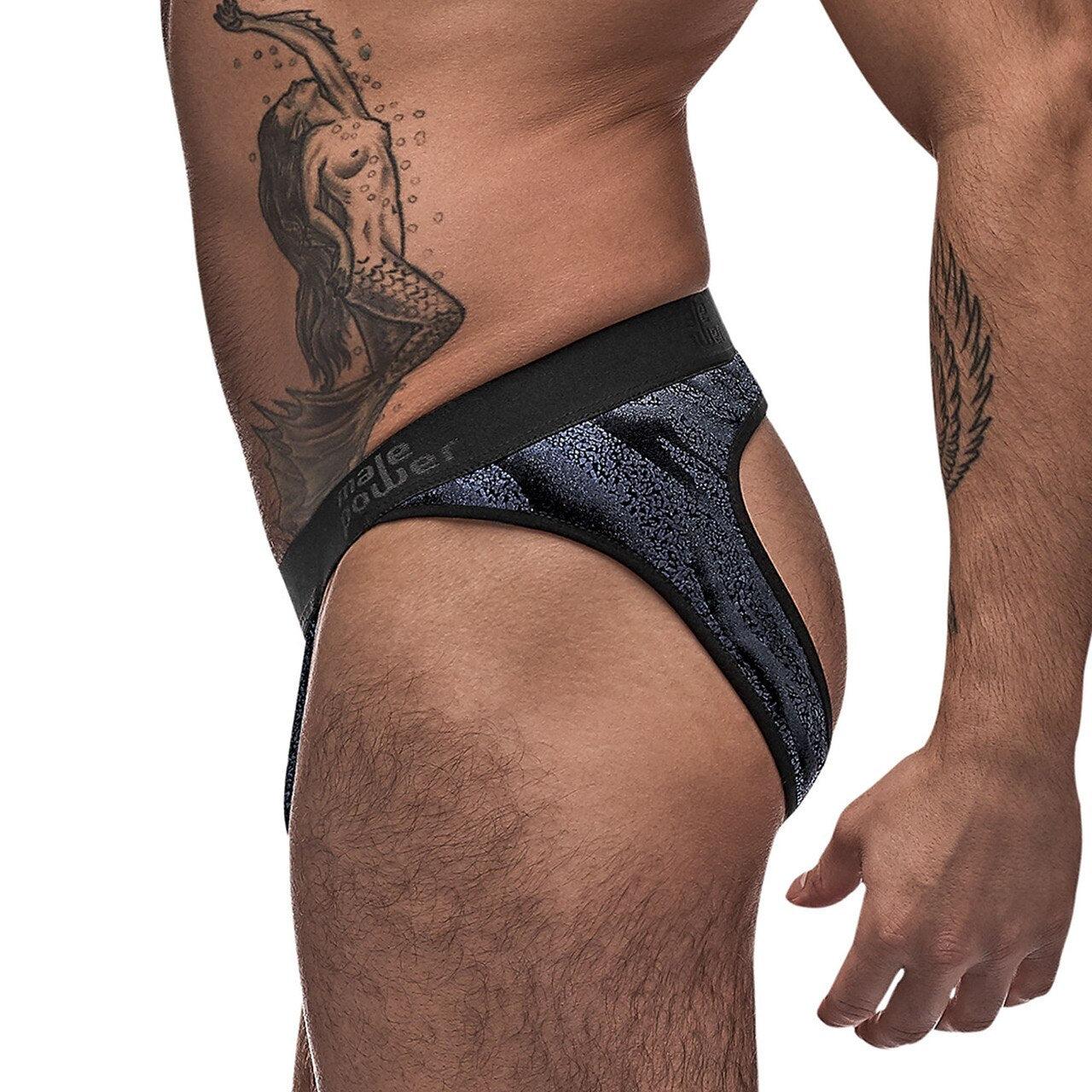 SALE - Mens Blue Streak Moonshine Jock Strap Blue and Black