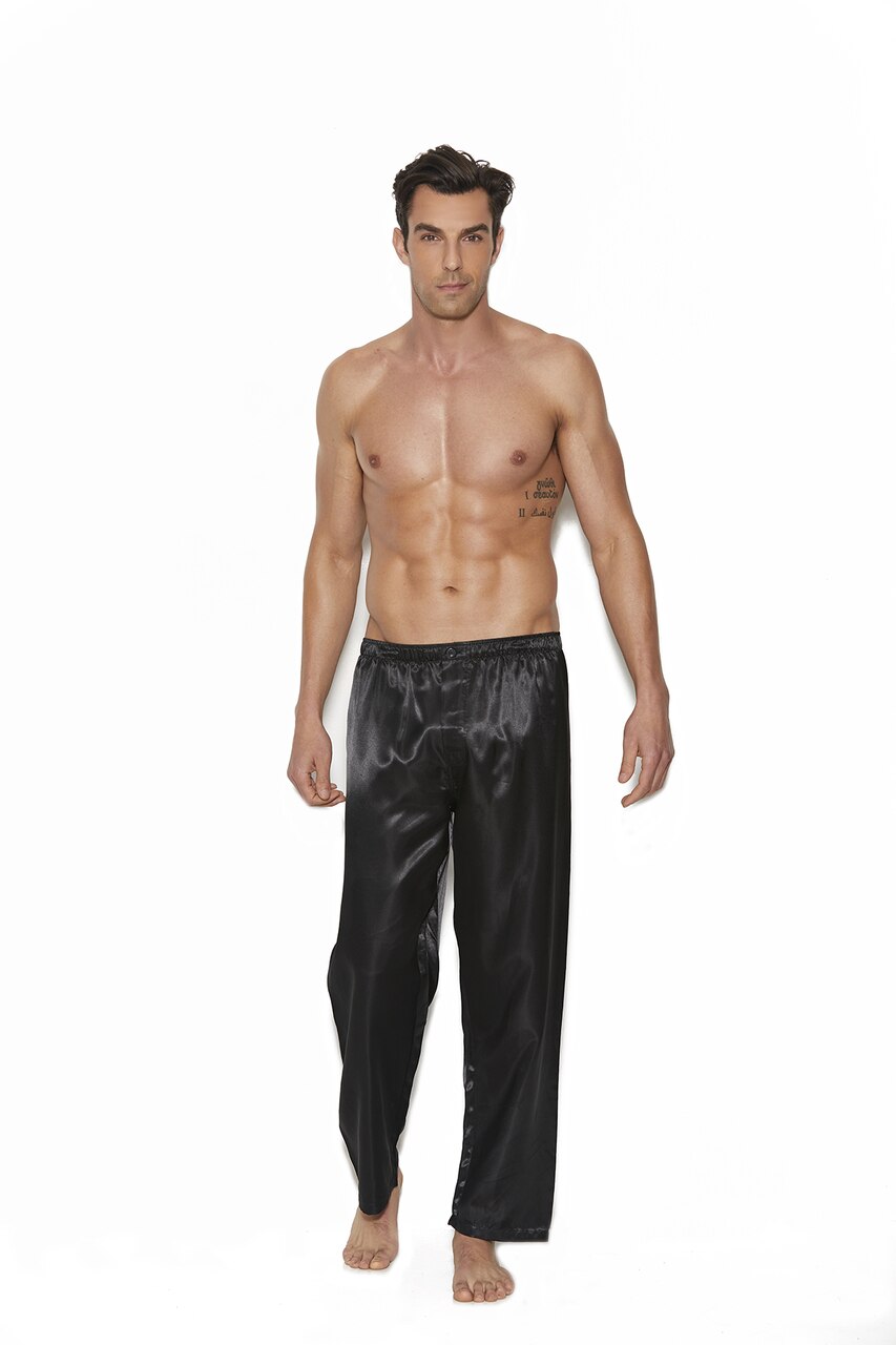 SALE - Unisex Satin Long PJ Pants Black