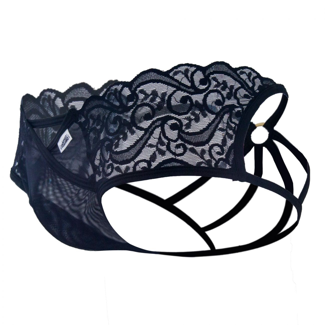 CandyMan 99232X Sexy Lace Jockstrap Black Plus Sizes