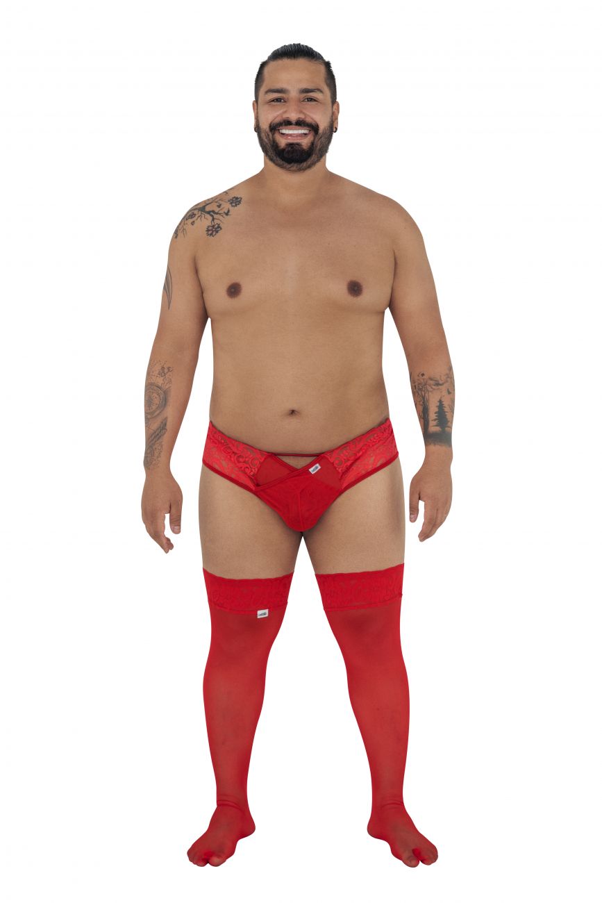 CandyMan 99232X Sexy Lace Jockstrap Red Plus Sizes
