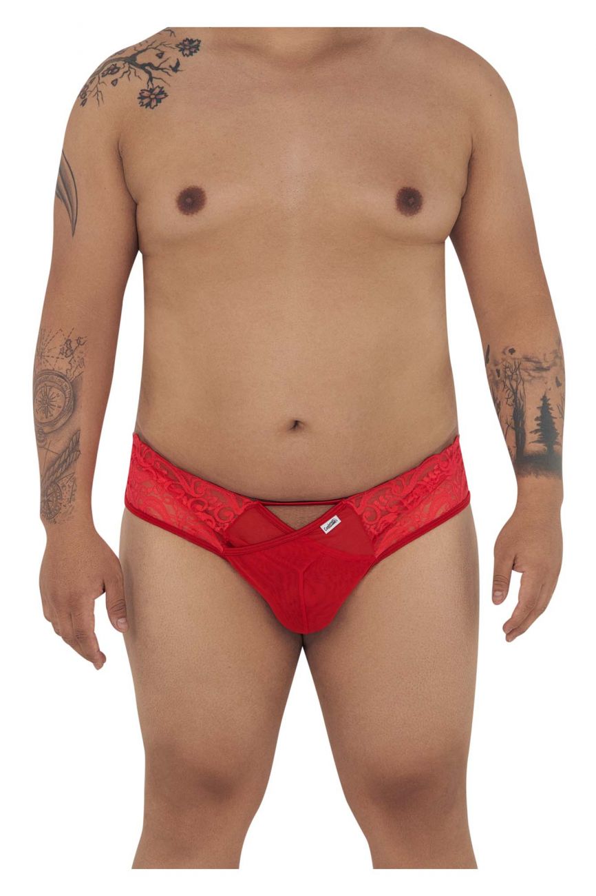 CandyMan 99232X Sexy Lace Jockstrap Red Plus Sizes
