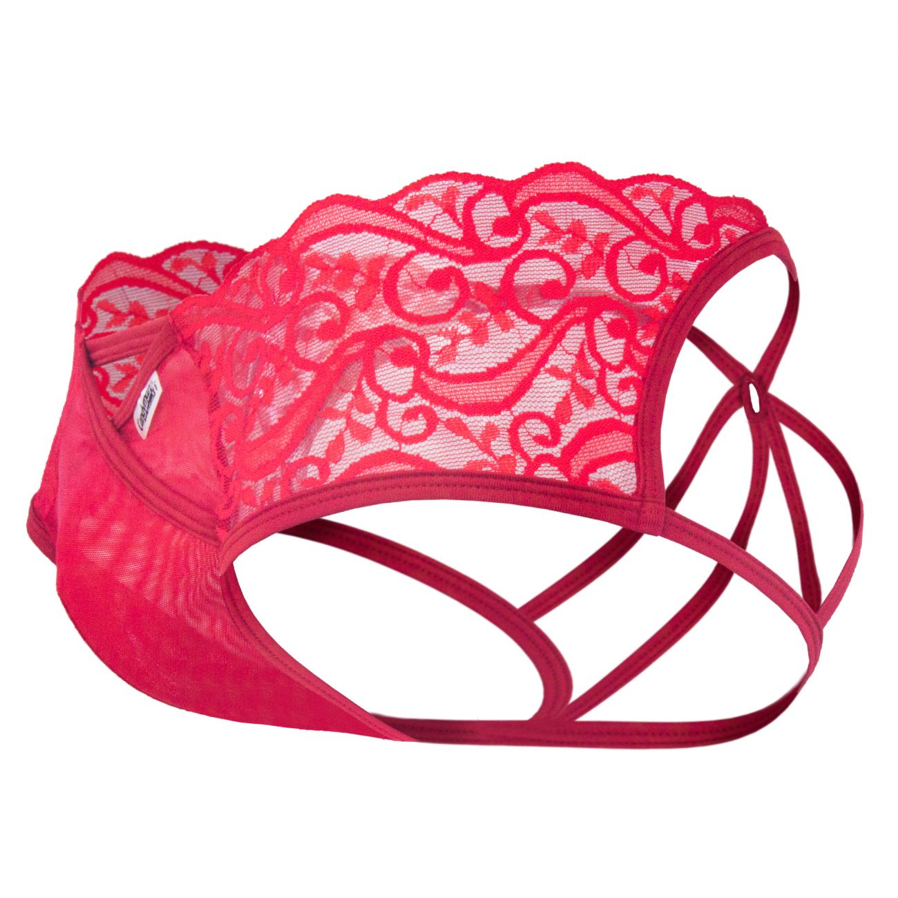 CandyMan 99232X Sexy Lace Jockstrap Red Plus Sizes