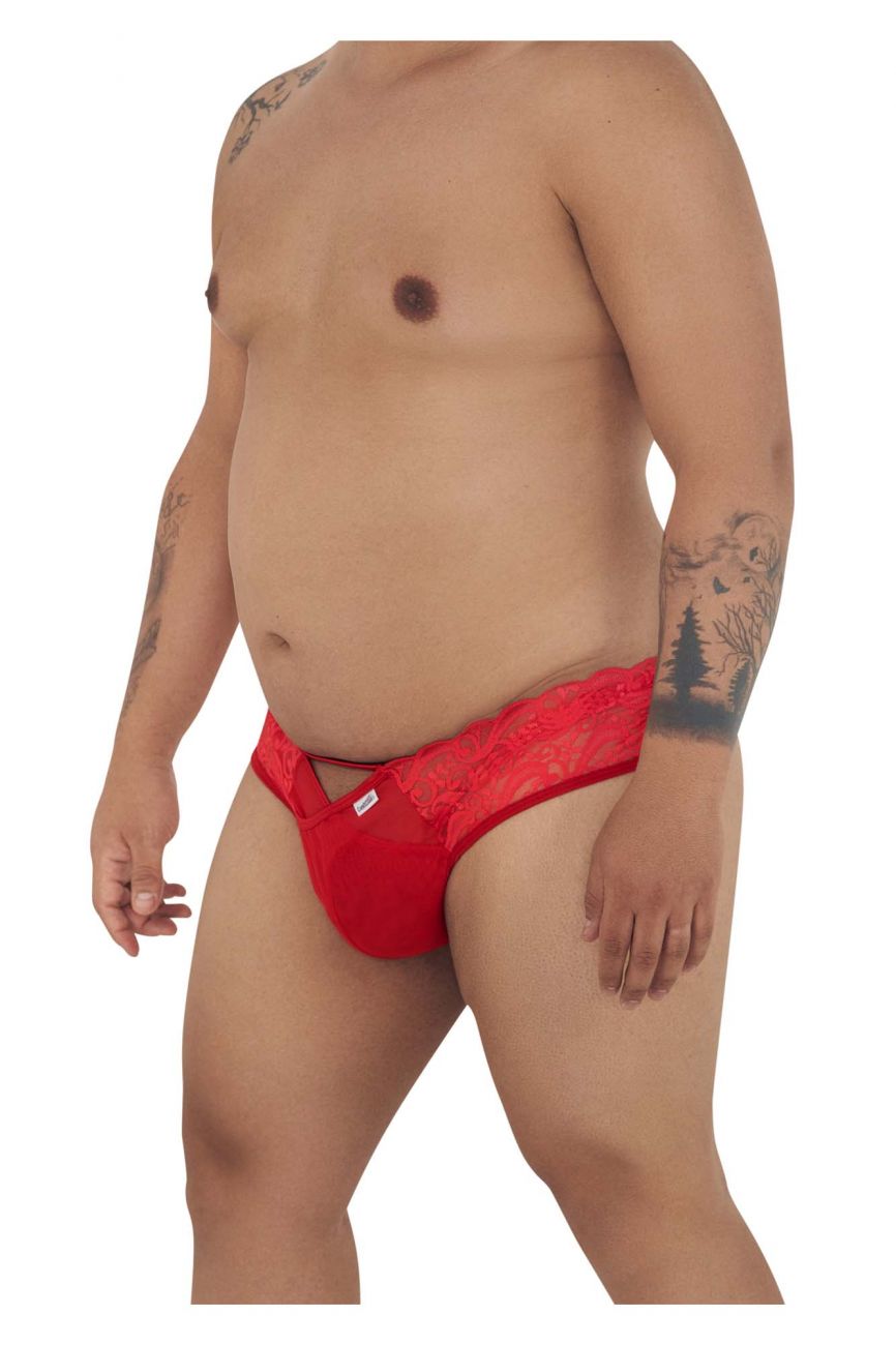 CandyMan 99232X Sexy Lace Jockstrap Red Plus Sizes