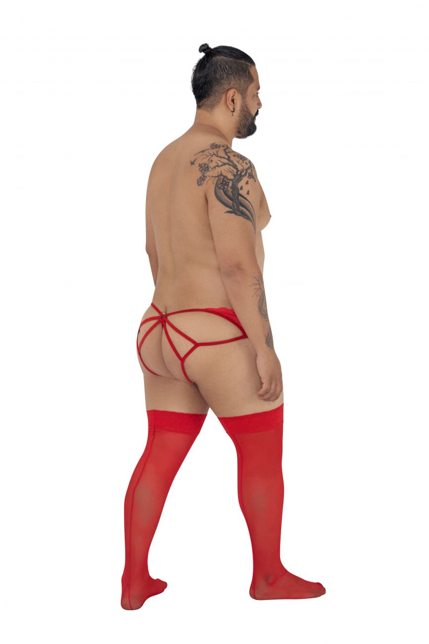 CandyMan 99232X Sexy Lace Jockstrap Red Plus Sizes