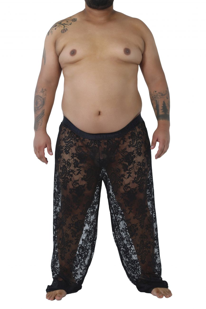 CandyMan 99234X Lace Lounge Pants Black Plus Sizes