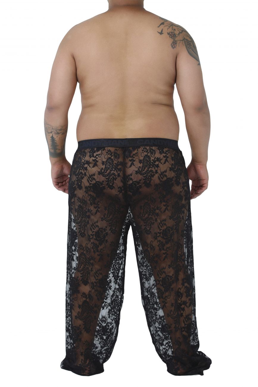 CandyMan 99234X Lace Lounge Pants Black Plus Sizes