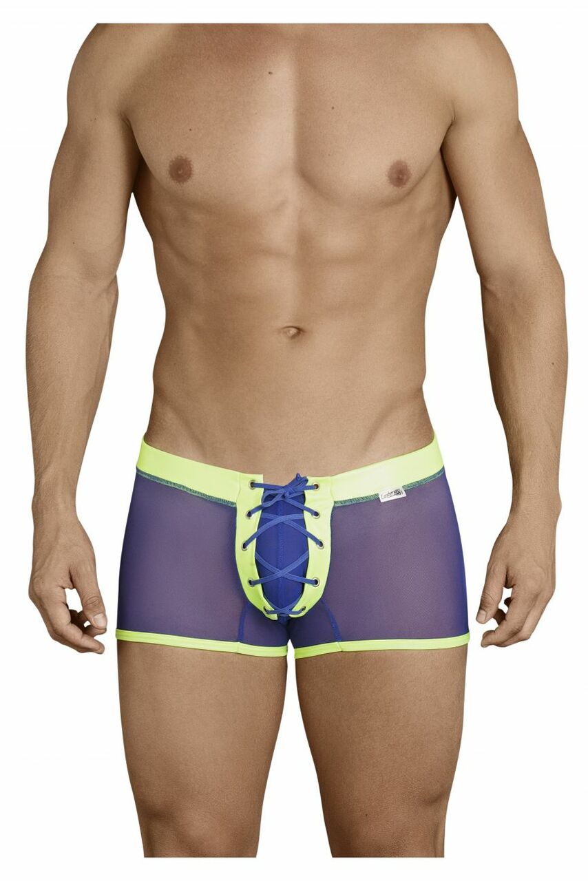 SALE - Mens Sheer Lace Up Front Boxer Briefs Blue and Green