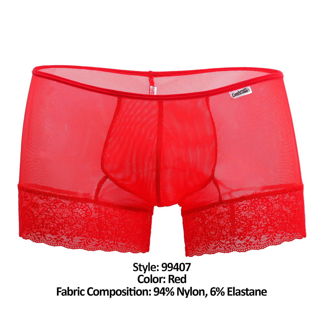 CandyMan 99407 Color Lace Boxer Trunks Red