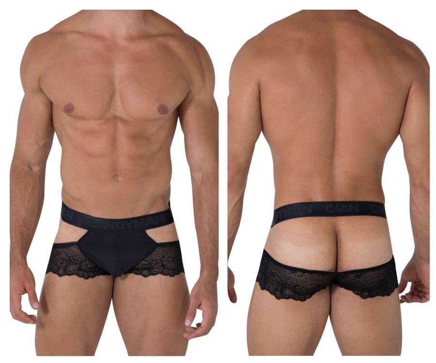CandyMan 99467 Lace Jockstrap Black