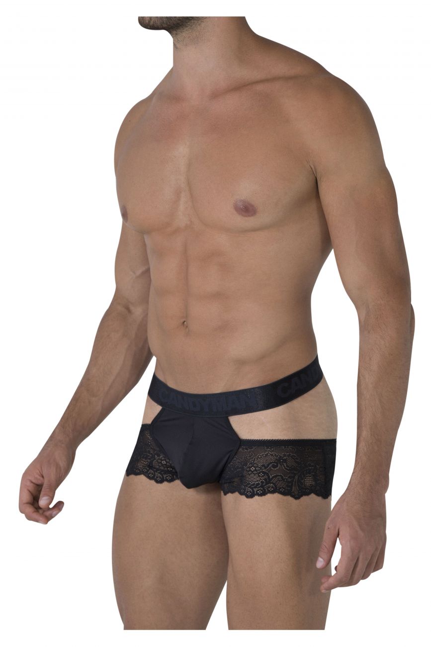 CandyMan 99467 Lace Jockstrap Black