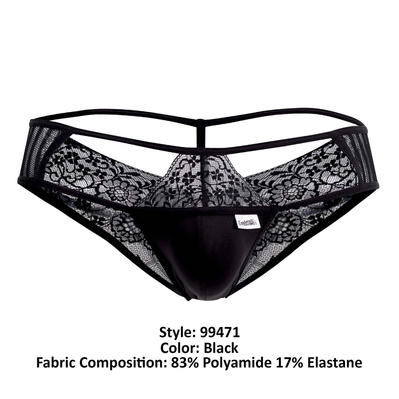 CandyMan 99471 Lace Jockstrap Black