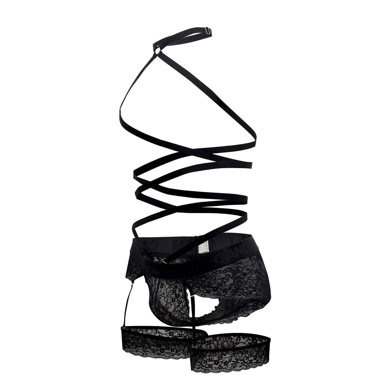 CandyMan 99483 Lace Garter Bodysuit Black