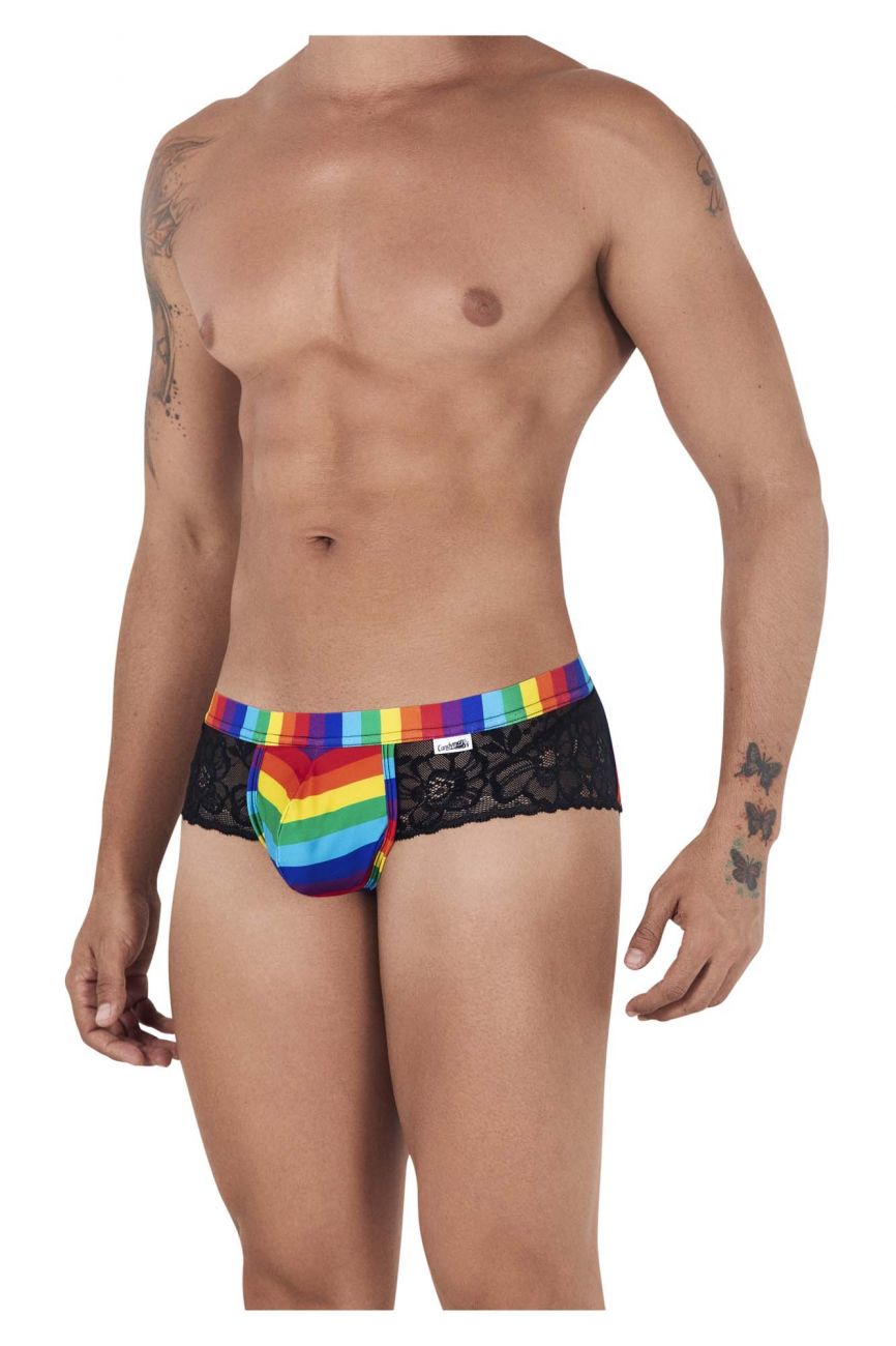 CandyMan 99498 Pride Lace Jockstrap Brief Black Rainbow