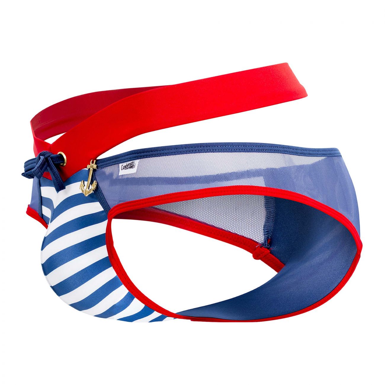CandyMan 99501 Mesh-Stripes Bikini Navy & Red
