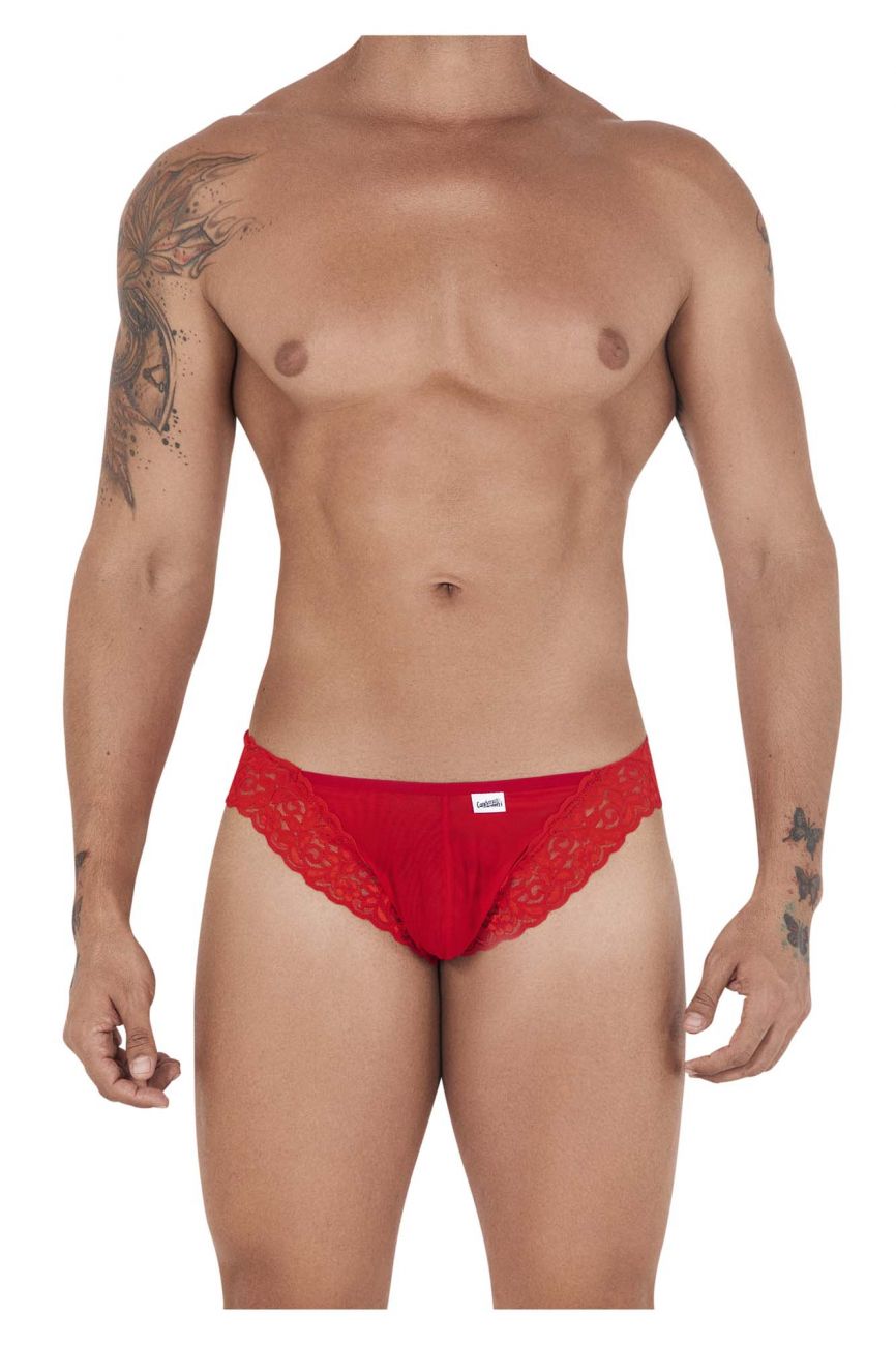 CandyMan 99506 Mesh-Lace Thongs Red