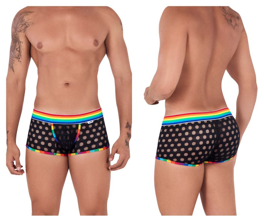 CandyMan 99511 Polka Mesh Trunks Black and Rainbow