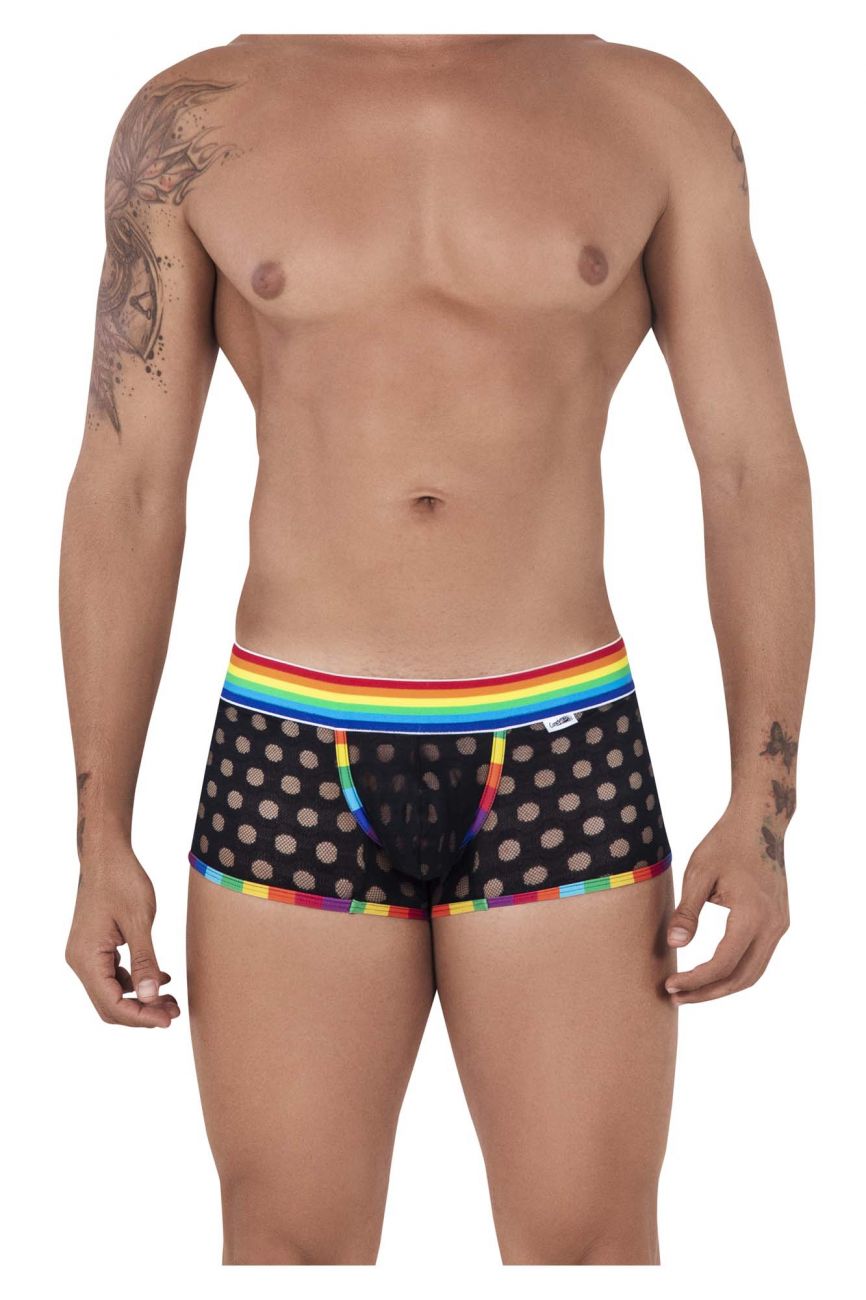 CandyMan 99511 Polka Mesh Trunks Black and Rainbow