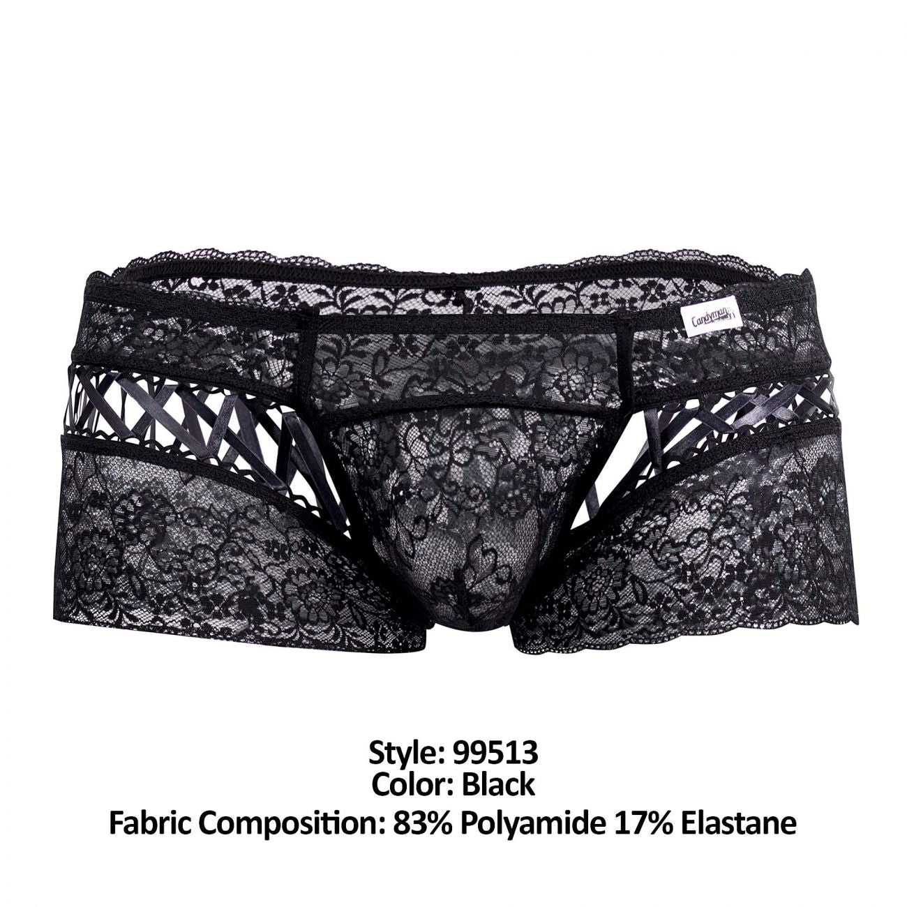CandyMan 99513 Lace-Satin Trunks Black