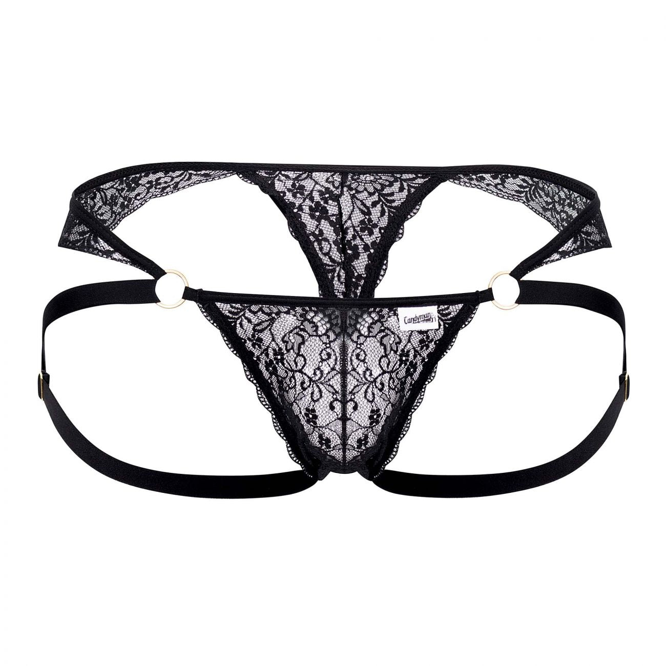CandyMan 99514 Lace Jockstrap-Thongs Black