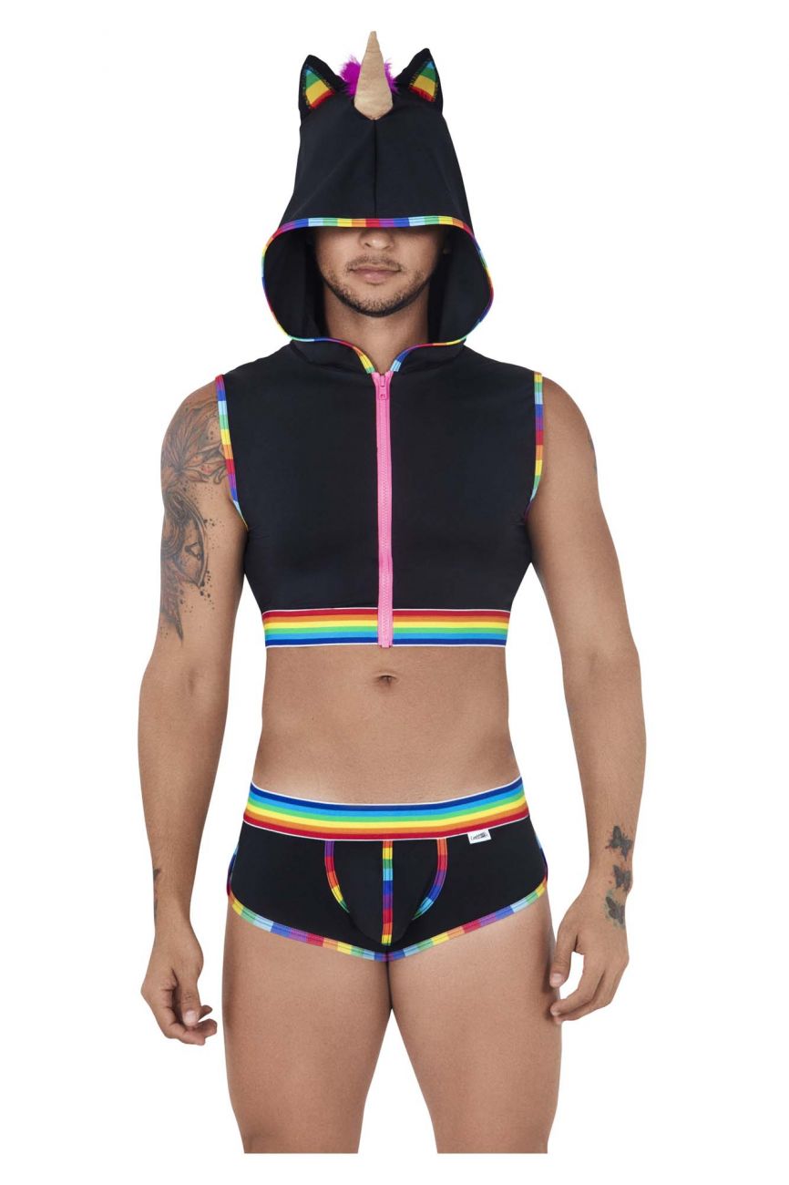 CandyMan 99520 Unicorn Hoodie and Trunks Set Black