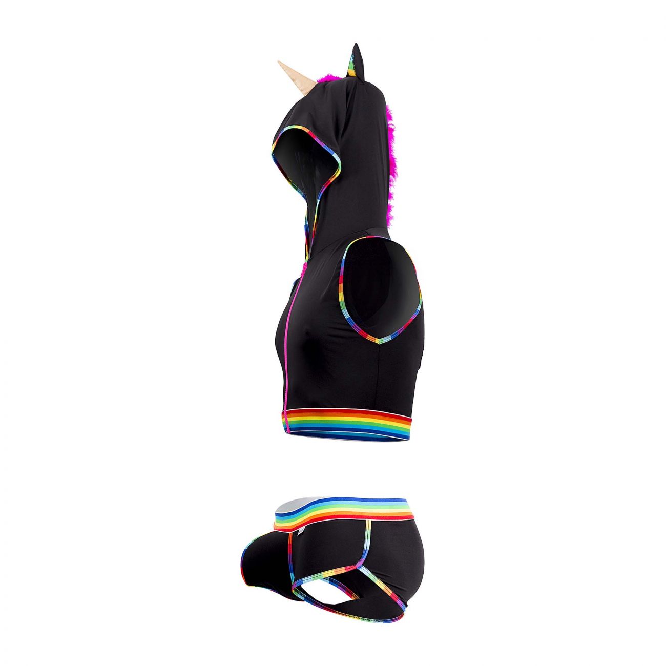 CandyMan 99520 Unicorn Hoodie and Trunks Set Black