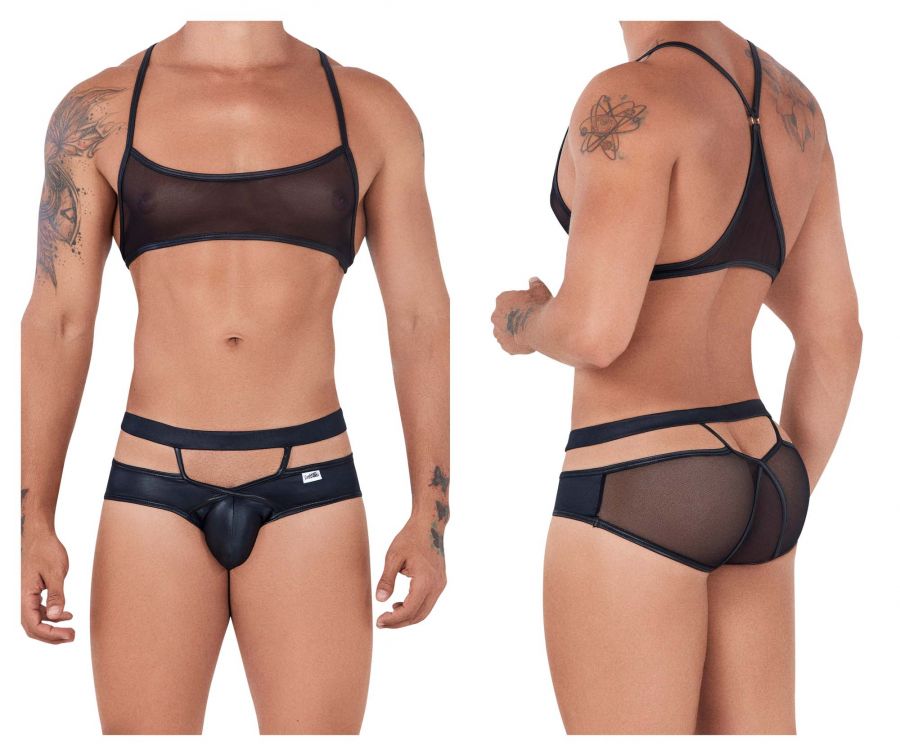 CandyMan 99525 Mesh Top and Bikini Set Black