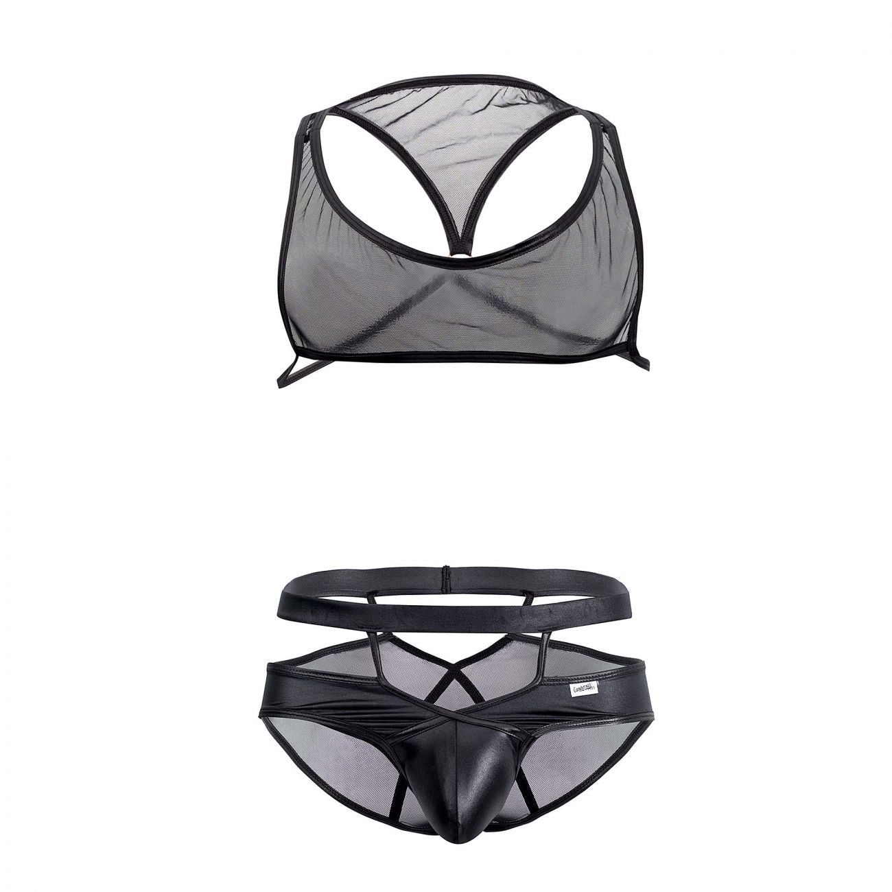 CandyMan 99525 Mesh Top and Bikini Set Black