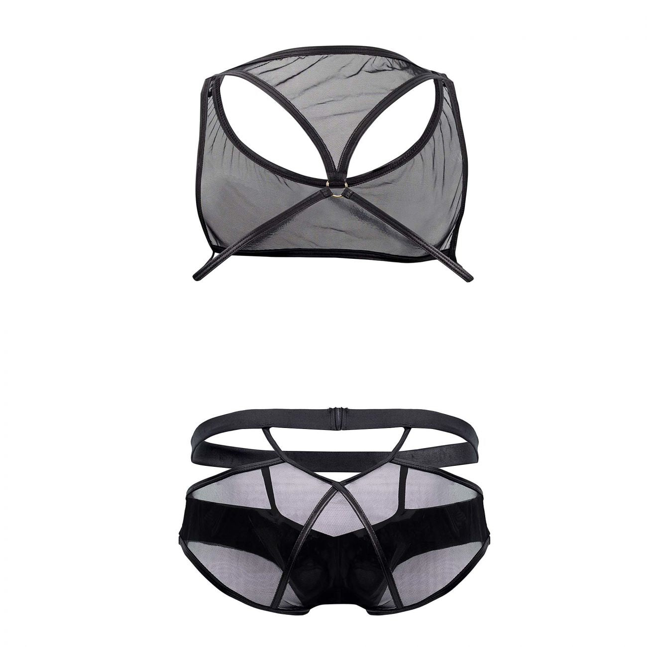 CandyMan 99525 Mesh Top and Bikini Set Black