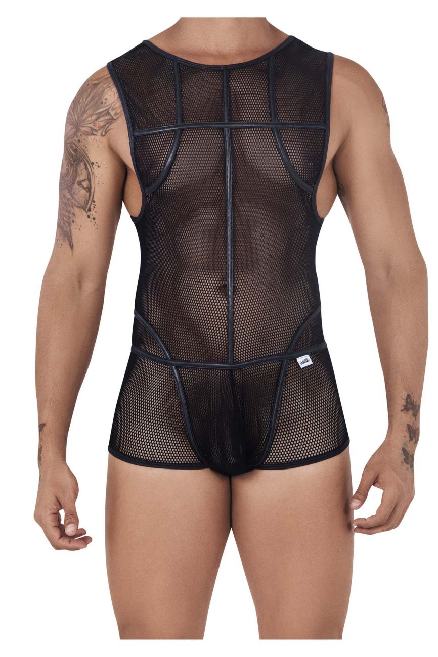CandyMan 99528 Mesh Bodysuit Trunks Black