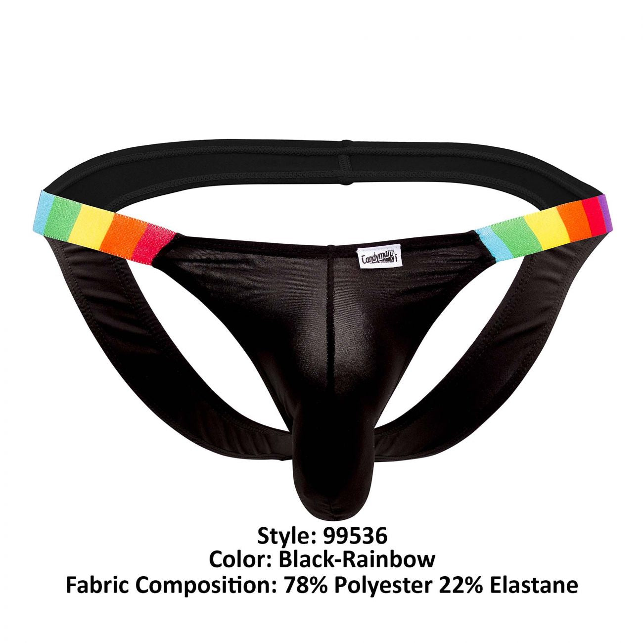 CandyMan 99536 Prints Jockstrap Black Rainbow