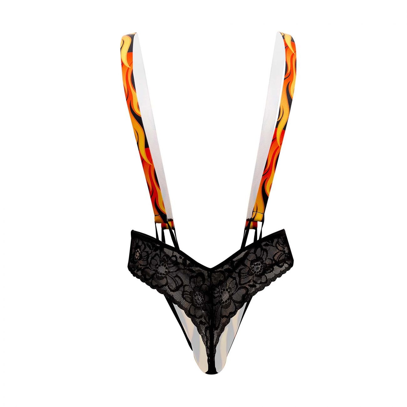 CandyMan 99543 Fire Bodysuit Black & Orange