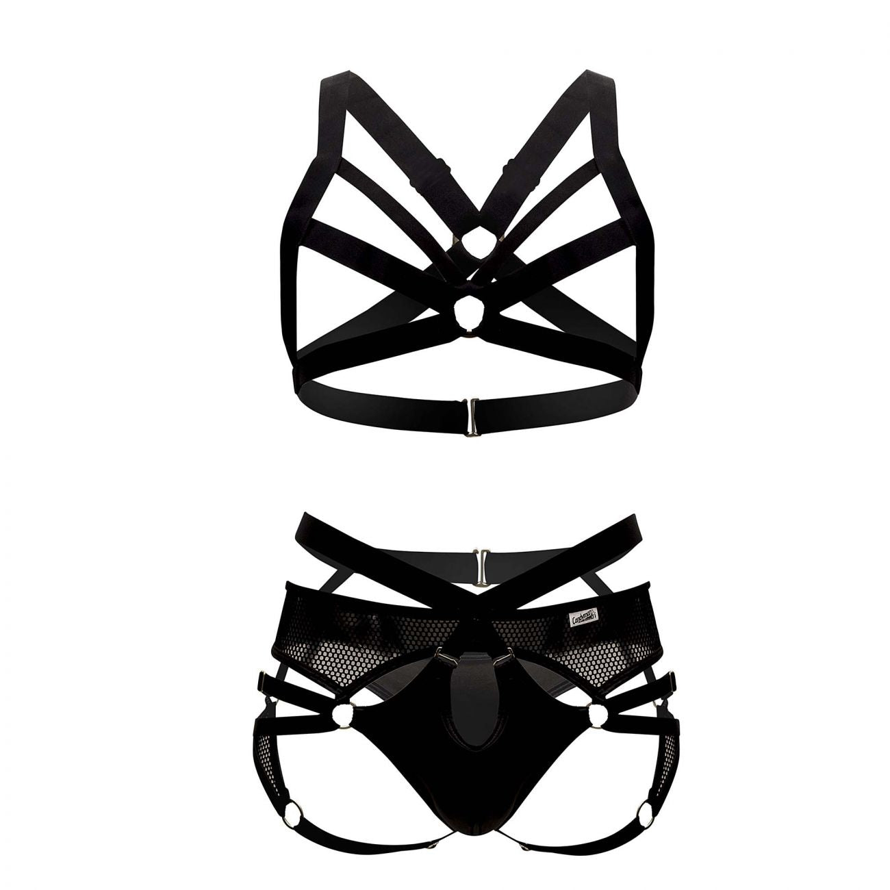 CandyMan 99546 Harness-Thongs Outfit Black